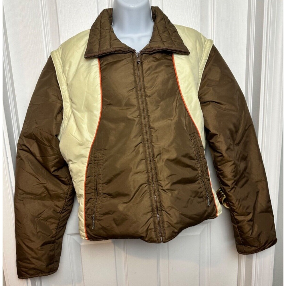 Vintage '70s COZY‎ Women's Puffer Goose Down Jacket WITH Removable Sleeves SZ S